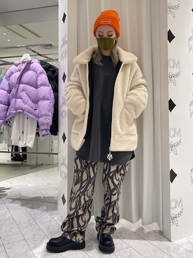 「thisisneverthat（ディスイズネバーザット）のアイテム（帽子）」を使った、yukaiwamotoさん（レディース・161cm）の冬コーディネート