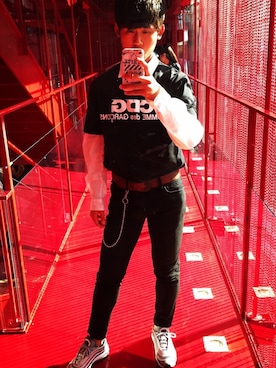 「CDG（シーディージー）のアイテム（T恤/上装、ブラック系）」を使った、なおやんさん（メンズ・171cm）の秋コーディネート