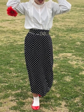 「ドットスカート」｜「アイテム（財布/小物）」を使った、ﾊﾂﾞｷさん（レディース・155cm）の春コーディネート