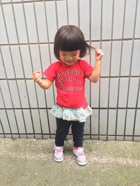 「BREEZE（ブリーズ）のアイテム（Tシャツ/カットソー、レッド系）」を使った、Maki_OldSchoolさん（レディース）の秋コーディネート