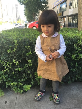 「西松屋（ニシマツヤ）のアイテム（トップス、ホワイト系）」を使った、Maki_OldSchoolさん（レディース）の秋コーディネート
