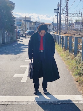 「SHAREEF（シャリーフ）のアイテム（バッグ）」を使った、しおちゃんさん（メンズ・169cm）の冬コーディネート