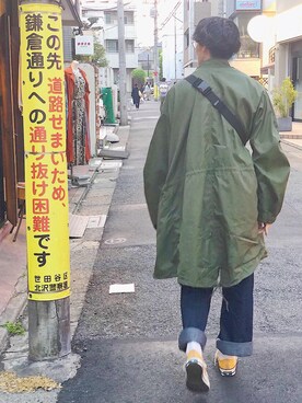 「M-65」｜「アイテム（その他アウター）」を使った、しおちゃんさん（メンズ・169cm）の春コーディネート