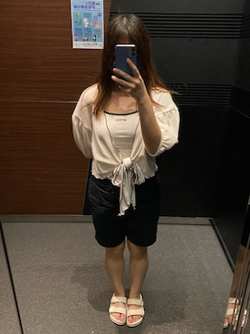「one after another NICE CLAUP（ワンアフターアナザーナイスクラップ）のアイテム（アンサンブル）」を使った、キャミィさん（レディース・158cm）の夏コーディネート