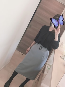 「SUR MESURE（シュール・ムジュール）のアイテム」を使った、emikさん（レディース・156cm）の春コーディネート