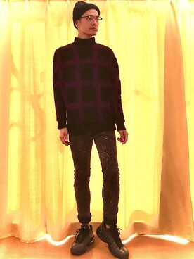 「NANO universe（ナノユニバース）のアイテム（ニットキャップ/ビーニー）」を使った、M.R akiさん（メンズ・171cm）の秋コーディネート