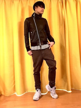 「rovtski」｜「アイテム（ライダースジャケット）」を使った、M.R akiさん（メンズ・171cm）の秋コーディネート