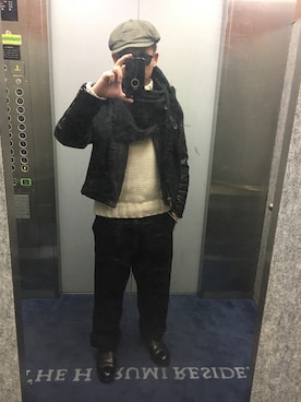 「RRL（ダブル アール エル）のアイテム（ハンチング/ベレー帽）」を使った、DRGNさん（メンズ・170cm）の冬コーディネート