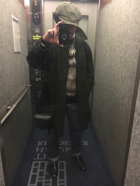 「RRL（ダブル アール エル）のアイテム（ハンチング/ベレー帽）」を使った、DRGNさん（メンズ・170cm）の冬コーディネート