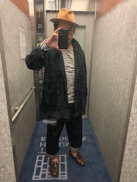 「寒い」｜「アイテム（ミリタリージャケット）」を使った、DRGNさん（メンズ・170cm）の春コーディネート