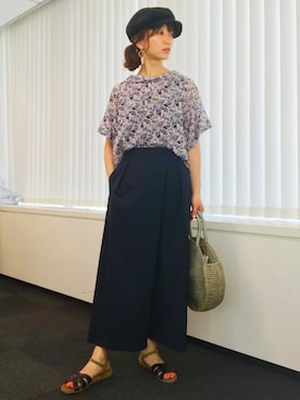 「アイテム（キャスケット）」を使った、yuki さん（レディース・160cm）の夏コーディネート