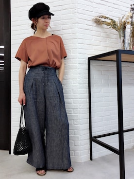 「アイテム（キャスケット）」を使った、yuki さん（レディース・160cm）の夏コーディネート