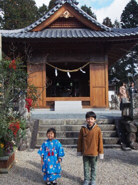 「Handmade（ハンドメイド）のアイテム（ダウンジャケット/コート）」を使った、り  かさん（キッズ・123cm）の冬コーディネート