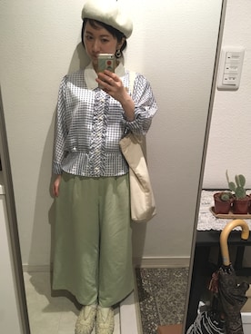 「ペールトーン」｜「アイテム（ハンチング/ベレー帽）」を使った、おっくん🍅さん（レディース・146cm）の春コーディネート