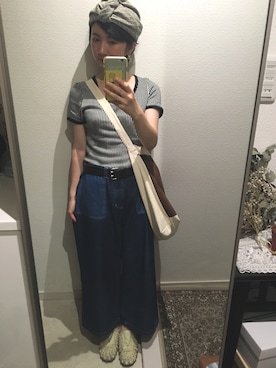 「白黒」｜「アイテム（ハンチング/ベレー帽）」を使った、おっくん🍅さん（レディース・146cm）の夏コーディネート