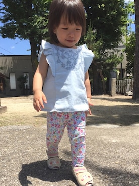 「MIKI HOUSE（ミキハウス）のアイテム（サンダル）」を使った、natsuさん（キッズ・80cm）の夏コーディネート