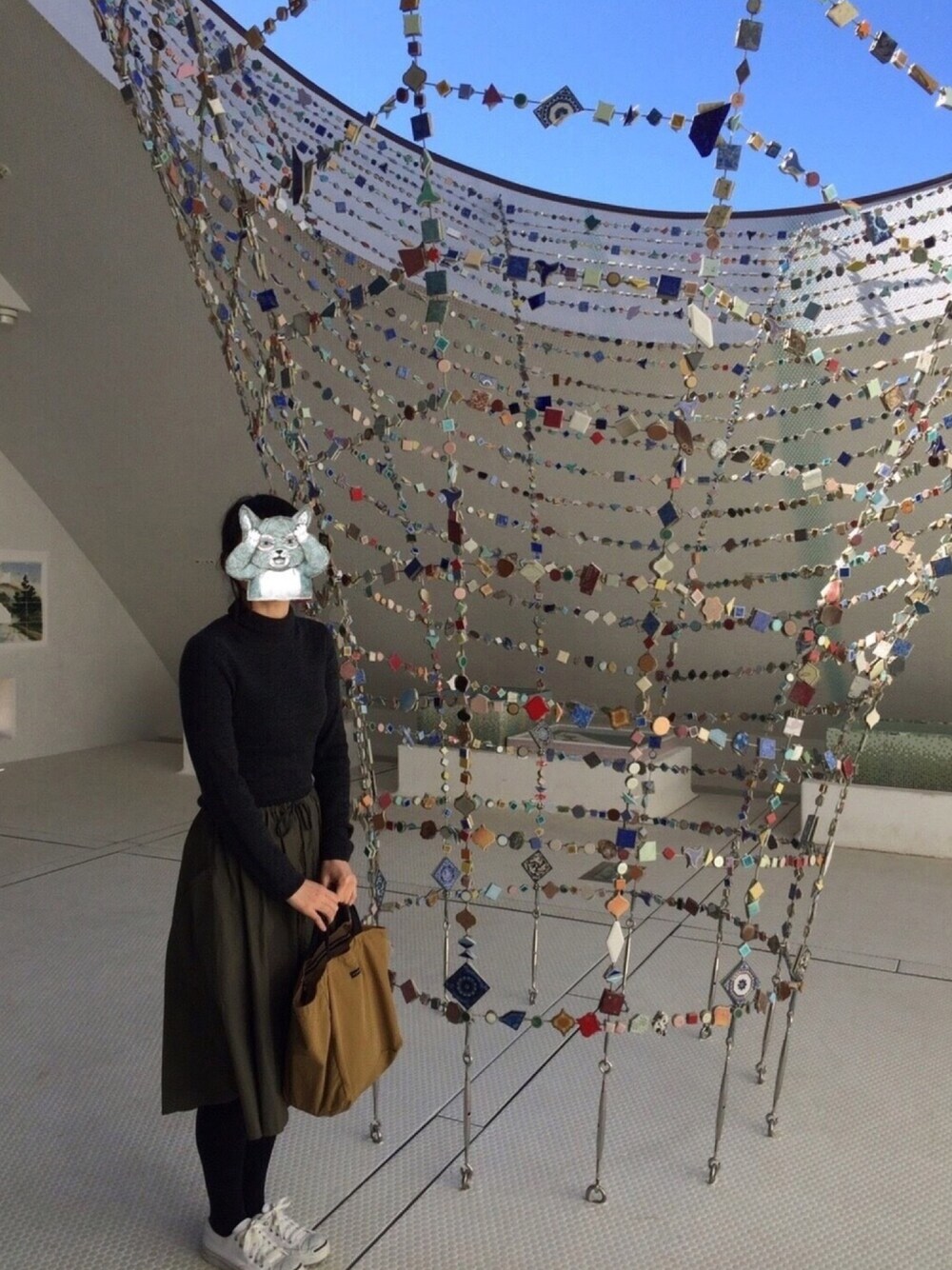 「無印良品のアイテム（ニット/セーター、ブラック系）」を使った、🥟みーこ🍥さん（レディース・161cm）の秋コーディネートの1枚目の写真
