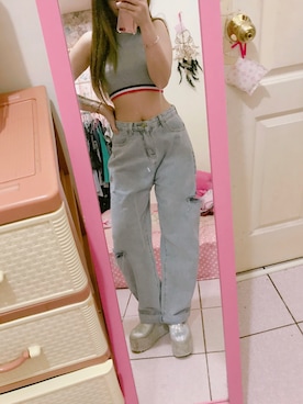 「Lulus（-）のアイテム（パンツ）」を使った、洪さん（レディース・153cm）の夏コーディネート