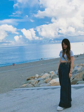 「Lulus（-）のアイテム（パンツ）」を使った、洪さん（レディース・153cm）の秋コーディネート