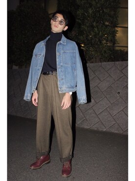 「ダニエルウェリントン」｜「アイテム（デニムジャケット）」を使った、カイチさん（メンズ・175cm）の秋コーディネート