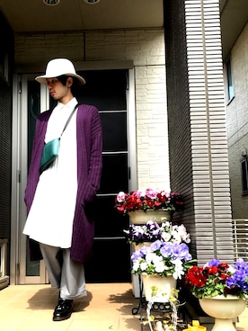 「HARE（ハレ）の２タックワイドパンツ(HARE)（その他パンツ）」を使った、ぼーりーさん（メンズ・178cm）の春コーディネート