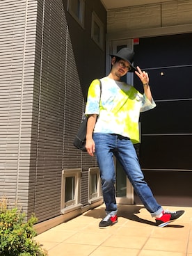 「カラーサングラス」｜「アイテム（その他）」を使った、ぼーりーさん（メンズ・178cm）の秋コーディネート