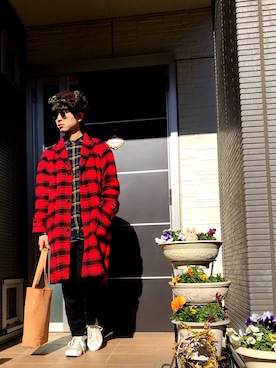 「丸サングラス」｜「アイテム（その他アウター）」を使った、ぼーりーさん（メンズ・178cm）の冬コーディネート