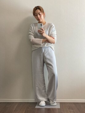 「clowneのアイテム（ニット/セーター、ホワイト系）」を使った、yukina さん（レディース）の春コーディネート