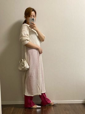 「Futier land（フューティアランド）のアイテム（カーディガン/ボレロ、ホワイト系）」を使った、yukina さん（レディース）の春コーディネート