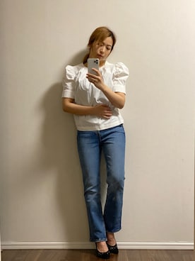 「FRAY I.D（フレイアイディー）のアイテム（シャツ/ブラウス、ホワイト系）」を使った、yukina さん（レディース）の春コーディネート