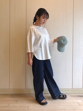 「coen（コーエン）のアイテム（キャップ）」を使った、coen   こなさん（レディース・150cm）の春コーディネート