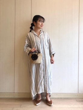 「coenスタッフスタイリング」｜「アイテム（シャツワンピース）」を使った、coen   こなさん（レディース・150cm）の夏コーディネート