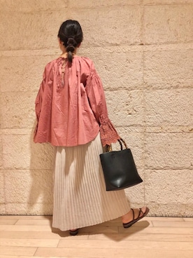 「coen（コーエン）のローンピンタックスモックブラウス（シャツ/ブラウス）」を使った、coen   こなさん（レディース・150cm）の夏コーディネート