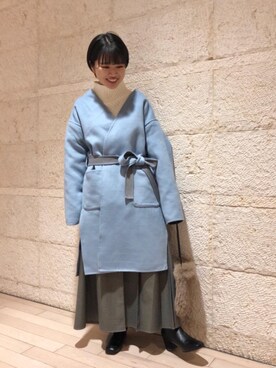 「coen（コーエン）のアイテム（ノーカラージャケット）」を使った、coen   こなさん（レディース・151cm）の冬コーディネート