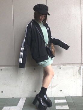 「EMODA」｜「アイテム（ジャージ）」を使った、よしっさん❤︎相互フォローさん（レディース・152cm）の春コーディネート