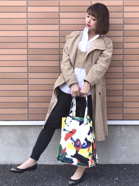 「SpRay（スプレイ）のアイテム（トレンチコート）」を使った、よしっさん❤︎相互フォローさん（レディース・152cm）の春コーディネート