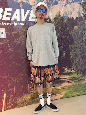 「is-ness（イズネス）のアイテム（レッグウェア）」を使った、Junpei  Fukadaさん（メンズ・170cm）の夏コーディネート