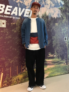 「MANASTASH（マナスタッシュ）のアイテム（バッグ）」を使った、Junpei  Fukadaさん（メンズ・170cm）の夏コーディネート