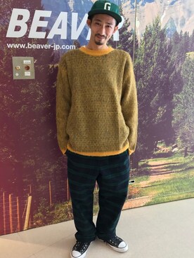 「MANASTASH（マナスタッシュ）のアイテム（ニット/セーター）」を使った、Junpei  Fukadaさん（メンズ・170cm）の秋コーディネート