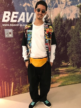 「MANASTASH（マナスタッシュ）のアイテム（バッグ）」を使った、Junpei  Fukadaさん（メンズ・170cm）の春コーディネート