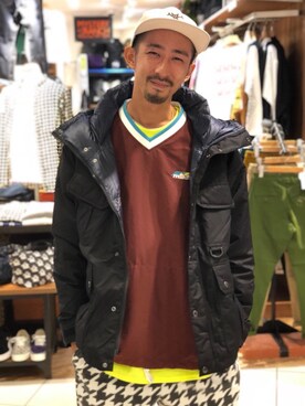 「AlexanderLeeChang（アレキサンダーリーチャン）のアイテム（キャップ）」を使った、Junpei  Fukadaさん（メンズ・170cm）の秋コーディネート