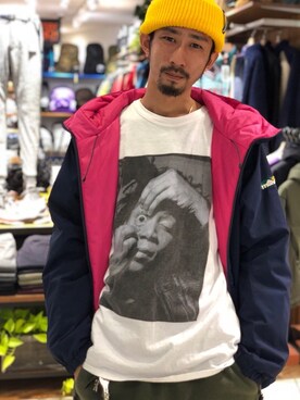 「MANASTASH（マナスタッシュ）のアイテム（ダウンジャケット/コート）」を使った、Junpei  Fukadaさん（メンズ・170cm）の秋コーディネート
