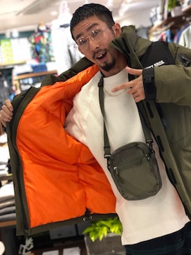 「MANASTASH（マナスタッシュ）のアイテム（バッグ）」を使った、Junpei  Fukadaさん（メンズ・170cm）の冬コーディネート