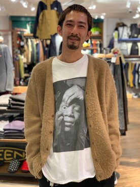 「MANASTASH（マナスタッシュ）のアイテム（カーディガン/ボレロ）」を使った、Junpei  Fukadaさん（メンズ・170cm）の秋コーディネート