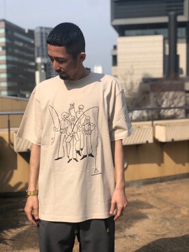 「and wander（アンドワンダー）のアイテム（Tシャツ/カットソー）」を使った、Junpei  Fukadaさん（メンズ・170cm）の冬コーディネート