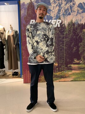 「MANASTASH（マナスタッシュ）のアイテム（ニット/セーター）」を使った、Junpei  Fukadaさん（メンズ・170cm）の冬コーディネート