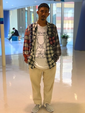 「DANIEL JOHNSTON（ダニエルジョンストン）のアイテム」を使った、Junpei  Fukadaさん（メンズ・170cm）の春コーディネート