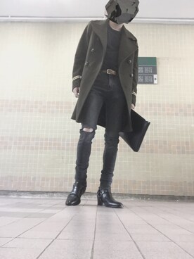 「YSL（ワイエスエル）のアイテム（ブーツ）」を使った、AAndySoさん（メンズ・175cm）の夏コーディネート