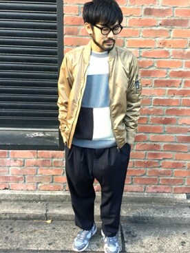 「SHIPS JET BLUE（シップスジェットブルー）のアイテム（ブルゾン）」を使った、横山さん（メンズ・175cm）の冬コーディネート