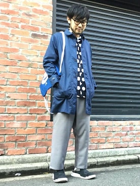 「SHIPS JET BLUE（シップスジェットブルー）のアイテム（ステンカラーコート）」を使った、横山さん（メンズ・175cm）の冬コーディネート